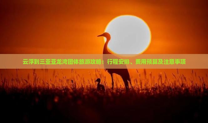 云浮到三亚亚龙湾团体旅游攻略：行程安排、费用预算及注意事项