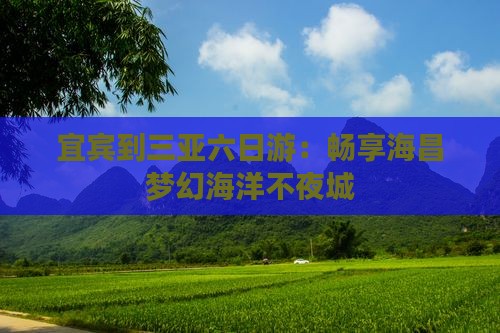 宜宾到三亚六日游：畅享海昌梦幻海洋不夜城