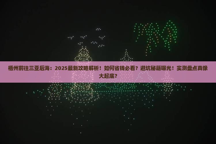 梧州前往三亚后海攻略