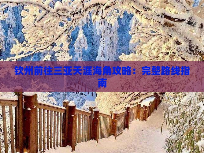 钦州前往三亚天涯海角攻略：完整路线指南