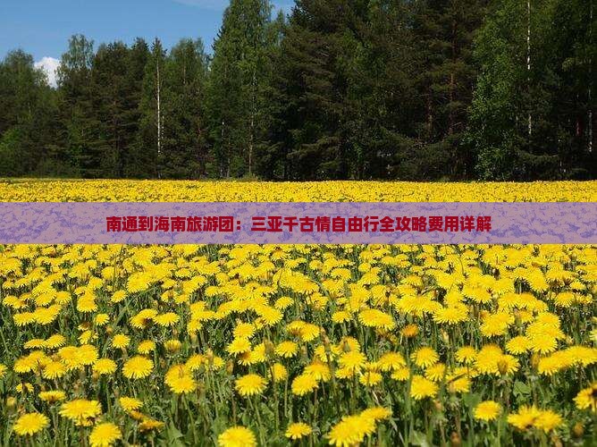 南通到海南旅游团：三亚千古情自由行全攻略费用详解