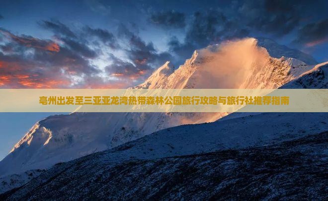 亳州出发至三亚亚龙湾热带森林公园旅行攻略与旅行社推荐指南