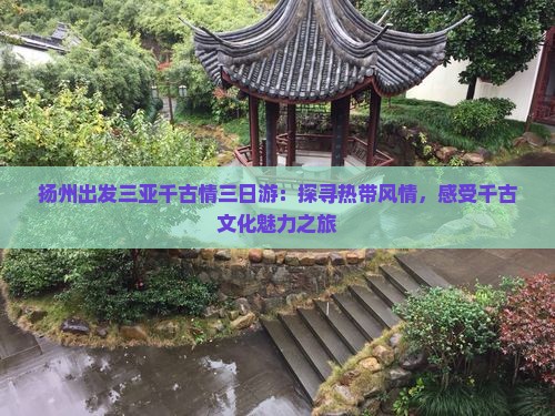扬州出发三亚千古情三日游：探寻热带风情，感受千古文化魅力之旅