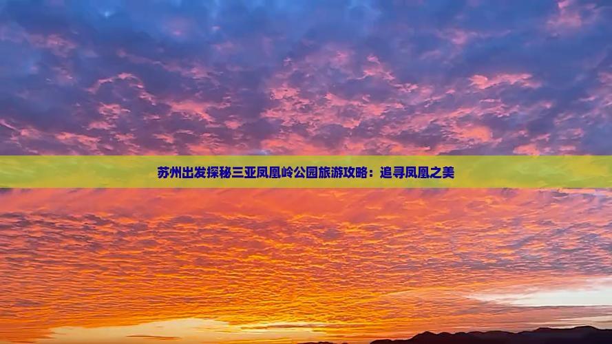 苏州出发探秘三亚凤凰岭公园旅游攻略：追寻凤凰之美