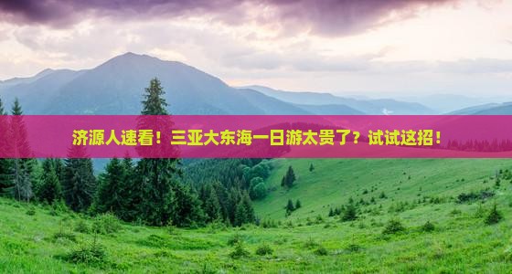 济源人速看！三亚大东海一日游太贵了？试试这招！