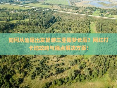 如何从汕尾出发畅游三亚椰梦长廊？网红打卡地攻略与痛点解决方案！