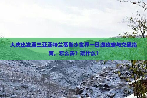 大庆出发至三亚亚特兰蒂斯水世界一日游攻略与交通指南，怎么去？玩什么？