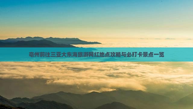 亳州前往三亚大东海旅游网红地点攻略与必打卡景点一览