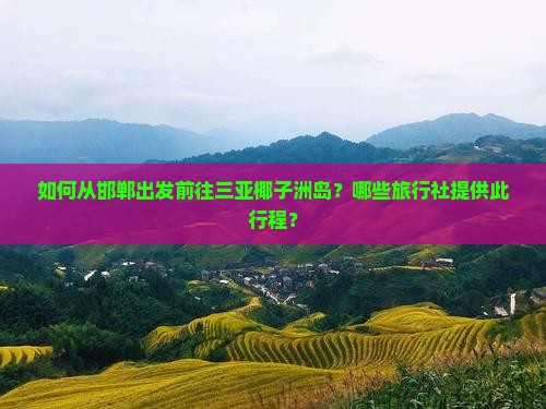 如何从邯郸出发前往三亚椰子洲岛？哪些旅行社提供此行程？