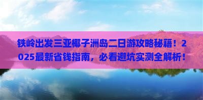 铁岭出发三亚椰子洲岛二日游