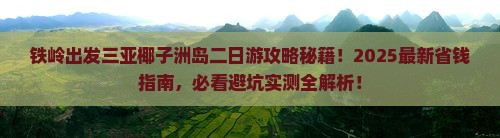 铁岭出发三亚椰子洲岛二日游