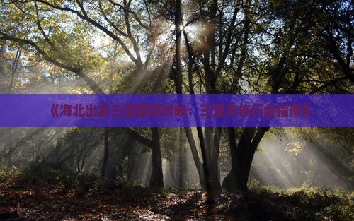 《海北出发三亚旅游攻略：三亚湾旅行全指南》