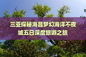 三亚探秘海昌梦幻海洋不夜城五日深度旅游之旅