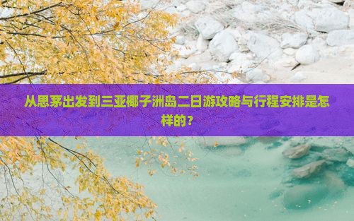 从思茅出发到三亚椰子洲岛二日游攻略与行程安排是怎样的？