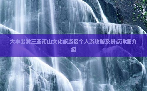 大丰出发三亚南山文化旅游区个人游攻略及景点详细介绍
