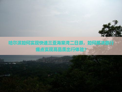 哈尔滨如何实现快速三亚海棠湾二日游，如何解决旅行痛点实现高品质出行体验？