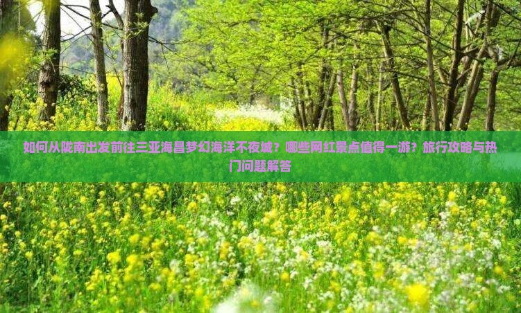 如何从陇南出发前往三亚海昌梦幻海洋不夜城？哪些网红景点值得一游？旅行攻略与热门问题解答