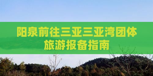 阳泉前往三亚三亚湾团体旅游报备指南