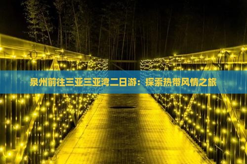 泉州前往三亚三亚湾二日游：探索热带风情之旅