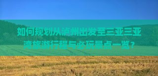 如何规划从泸州出发至三亚三亚湾旅游行程与必玩景点一览？