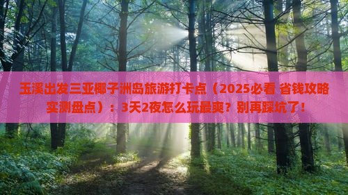 玉溪出发三亚椰子洲岛旅游打卡点