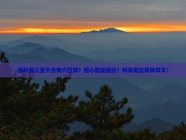 垦利去三亚千古情六日游？担心路途遥远？快来看这条种草文！