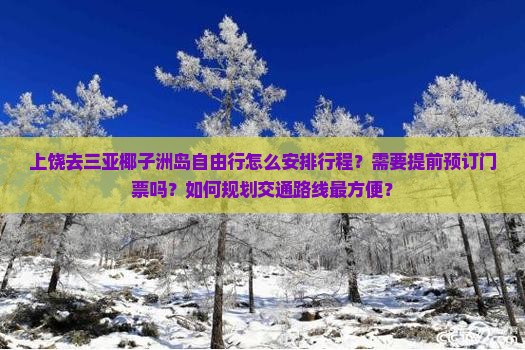 上饶去三亚椰子洲岛自由行怎么安排行程？需要提前预订门票吗？如何规划交通路线最方便？