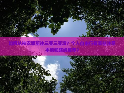 如何从神农架前往三亚三亚湾？个人自由行有哪些注意事项和路线推荐？
