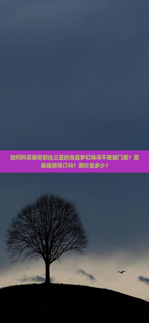 如何购买襄樊前往三亚的海昌梦幻海洋不夜城门票？需要提前预订吗？票价是多少？