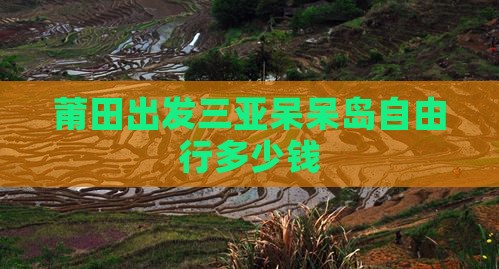 莆田出发三亚呆呆岛自由行多少钱