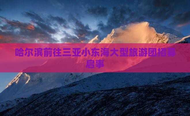 哈尔滨前往三亚小东海大型旅游团招募启事