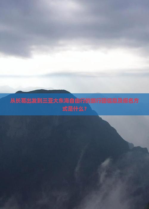 从长葛出发到三亚大东海自由行的旅行团信息及报名方式是什么？