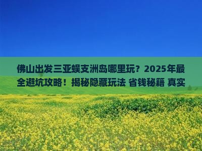 佛山出发三亚蜈支洲岛哪里玩