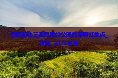 岳阳前往三亚凤凰岭公园旅游网红地点