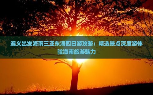 遵义出发海南三亚东海四日游攻略：精选景点深度游体验海南旅游魅力