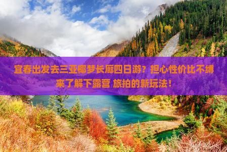宜春出发去三亚椰梦长廊四日游？担心性价比不缚来了解下露营+旅拍的新玩法！