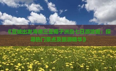 《宣城出发海南三亚椰子洲岛七日游攻略：探寻热门景点及旅游精华》