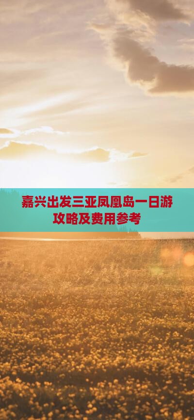 嘉兴出发三亚凤凰岛一日游攻略及费用参考