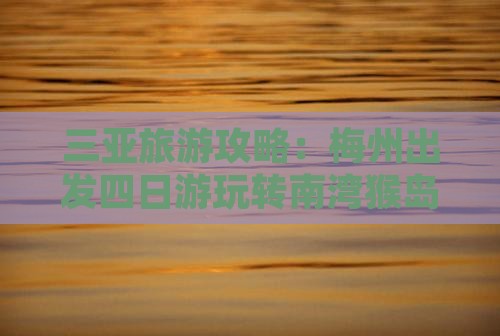 三亚旅游攻略：梅州出发四日游玩转南湾猴岛