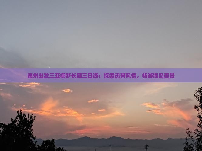 德州出发三亚椰梦长廊三日游：探索热带风情，畅游海岛美景