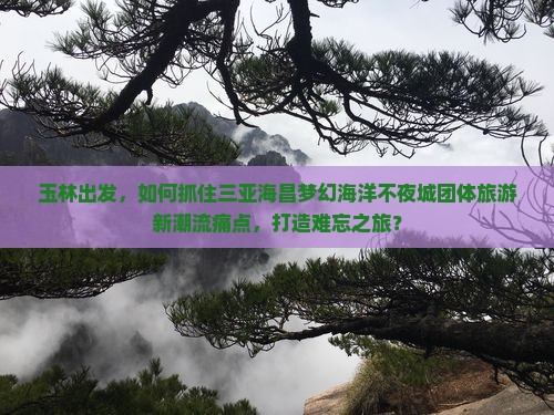 玉林出发，如何抓住三亚海昌梦幻海洋不夜城团体旅游新潮流痛点，打造难忘之旅？