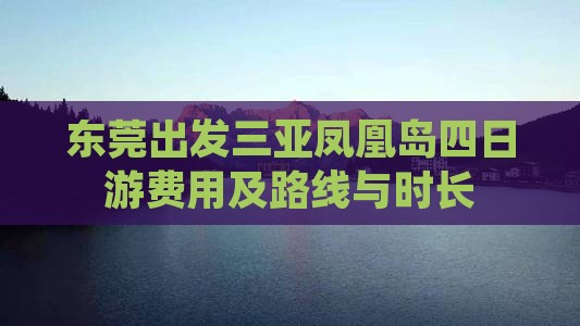 东莞出发三亚凤凰岛四日游费用及路线与时长