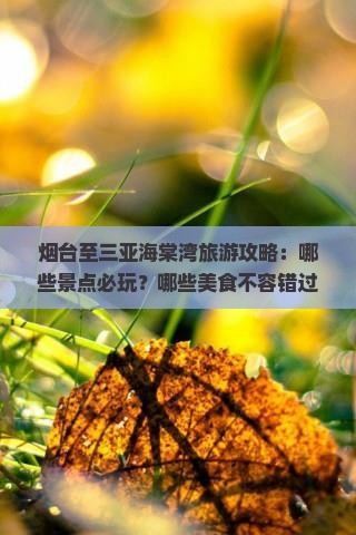 烟台至三亚海棠湾旅游攻略：哪些景点必玩？哪些美食不容错过？如何规划行程？