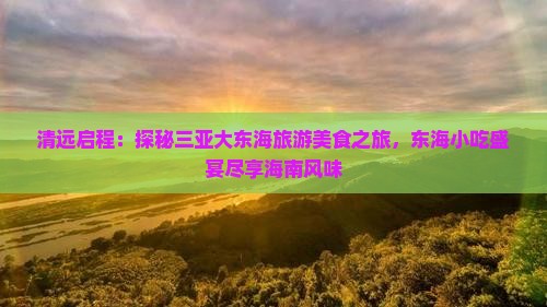清远启程：探秘三亚大东海旅游美食之旅，东海小吃盛宴尽享海南风味