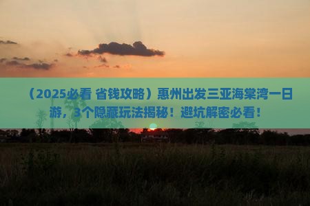 惠州出发三亚海棠湾一日游 惠州出发三亚海棠湾一日游