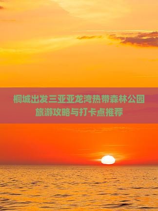 桐城前往三亚亚龙湾热带森林公园旅游打卡点