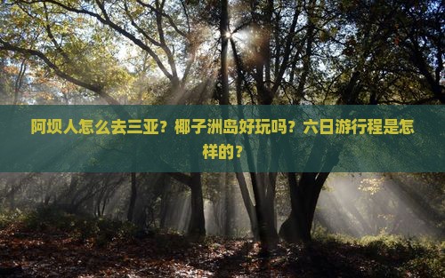 阿坝人怎么去三亚？椰子洲岛好玩吗？六日游行程是怎样的？