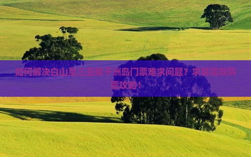 如何解决白山至三亚椰子洲岛门票难求问题？求解高效购票攻略！
