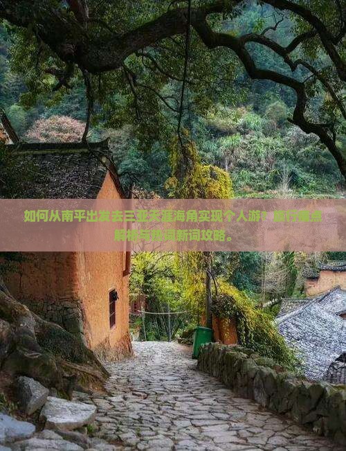如何从南平出发去三亚天涯海角实现个人游？旅行痛点解析与热词新词攻略。