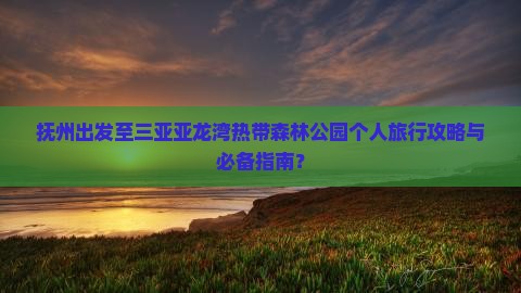 抚州出发至三亚亚龙湾热带森林公园个人旅行攻略与必备指南？
